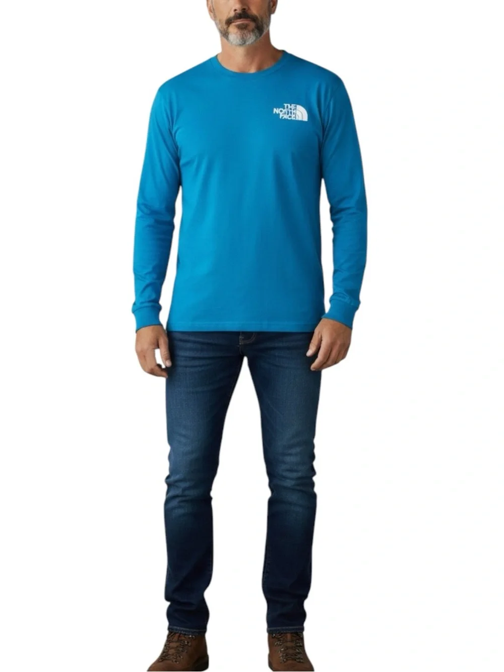 THE NORTH FACE Long Sleeve Crew Tee - Bright Turquoise Blue Size Small NWOT